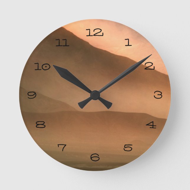Sandstorm at Mesquite Sand Dunes, Sunset Round Clock (Front)