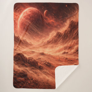 Sandstorm on Orange Planet Sherpa Blanket
