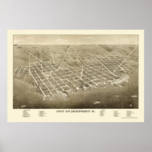 Sandusky, OH Panoramic Map - 1883 Poster