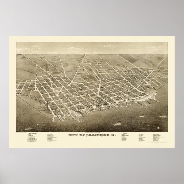 Sandusky, OH Panoramic Map - 1883 Poster (Front)