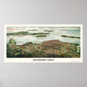 Sandusky, OH Panoramic Map - 1898 Poster