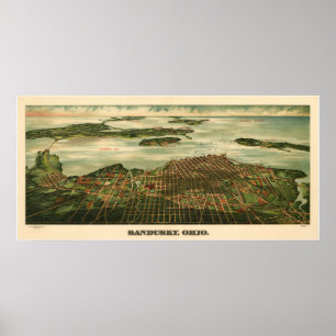 Sandusky Ohio 1898 Antique Panoramic Map Poster