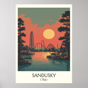 Sandusky Ohio Cedar Point Sunset Lake Erie Resort Poster