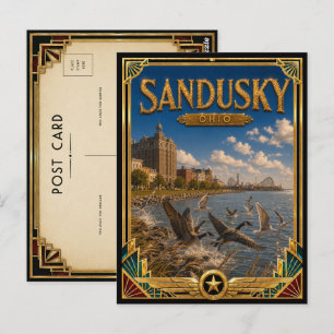 Sandusky Ohio Vintage Art Deco Golden Age Postcard