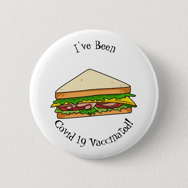 Sandwich cartoon illustration 6 cm round badge (Front)