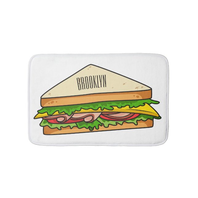 Sandwich cartoon illustration  bath mat (Front)