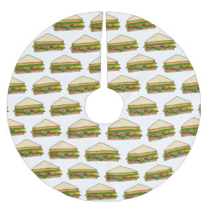 Sandwich cartoon illustration brushed polyester tree skirt