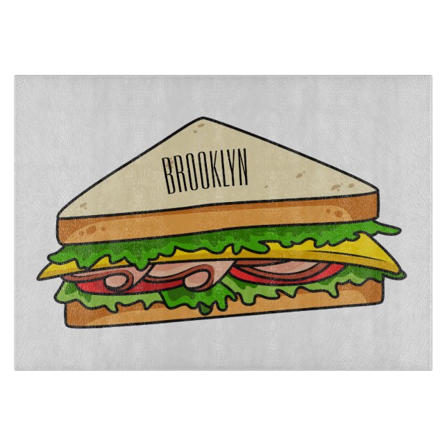 Sandwich cartoon illustration cutting board (Front)