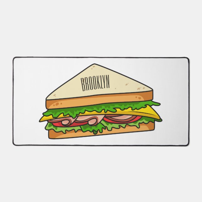 Sandwich cartoon illustration desk mat (Front)