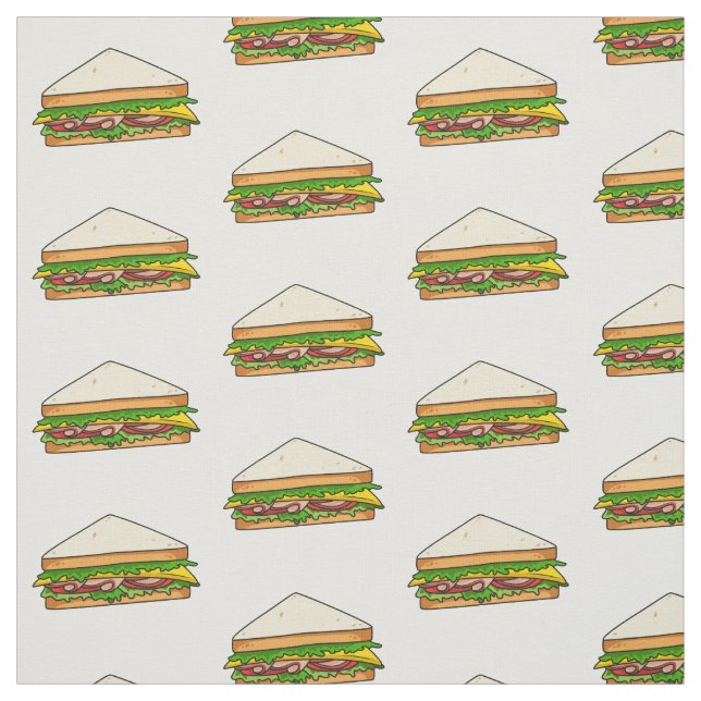 Sandwich cartoon illustration fabric (Swatch)