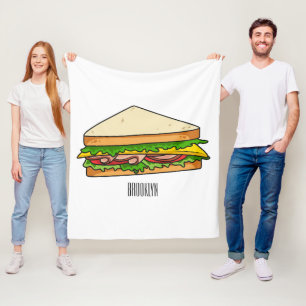 Sandwich cartoon illustration fleece blanket
