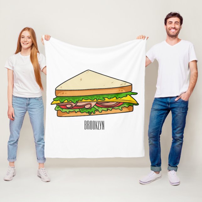 Sandwich cartoon illustration fleece blanket (In Situ)
