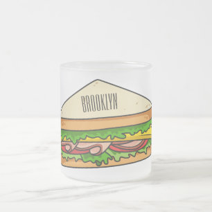 Sandwich cartoon illustration  frosted glass coffee mug