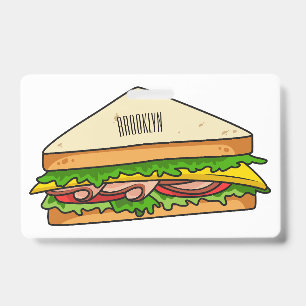 Sandwich cartoon illustration ID badge