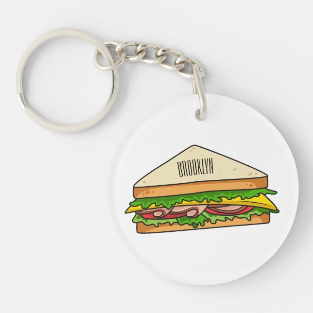 Sandwich cartoon illustration  key ring (Front)
