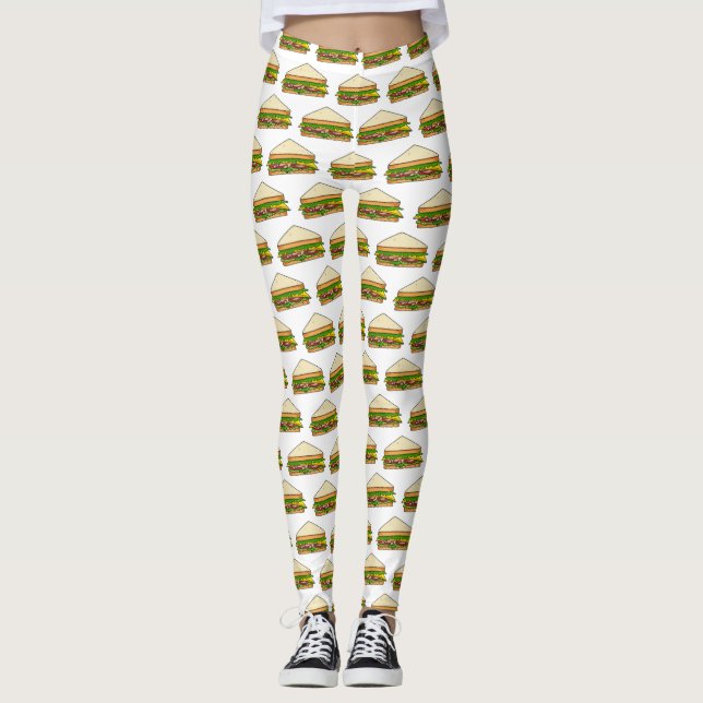 Sandwich cartoon illustration leggings (Front)