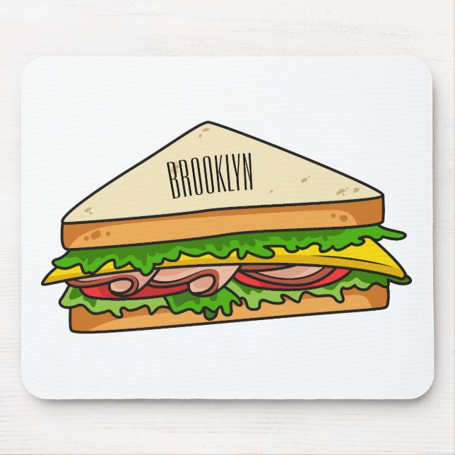 Sandwich cartoon illustration mouse mat (Front)