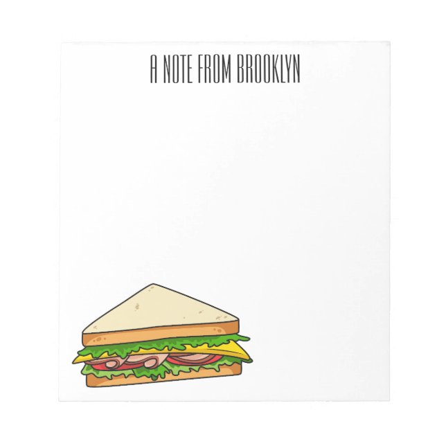 Sandwich cartoon illustration notepad (Front)
