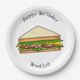 Sandwich cartoon illustration paper plate