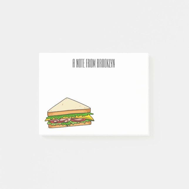 Sandwich cartoon illustration post-it notes (Front)
