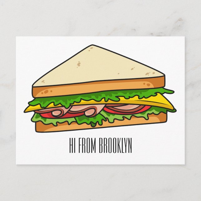 Sandwich cartoon illustration postcard (Front)