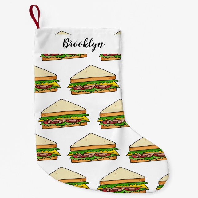 Sandwich cartoon illustration small christmas stocking (Front)