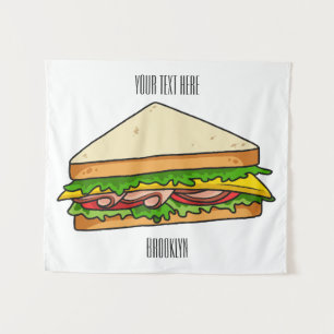 Sandwich cartoon illustration tapestry
