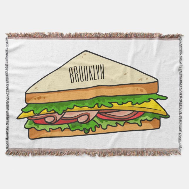 Sandwich cartoon illustration throw blanket (Front)