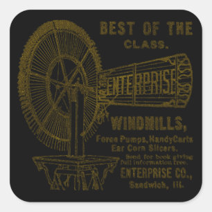 SANDWICH ILLINOIS 1889 ENTERPRISE WINDMILL CO. SQUARE STICKER