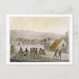 Sandwich Islands - a Westerner negotiating for sto Postcard