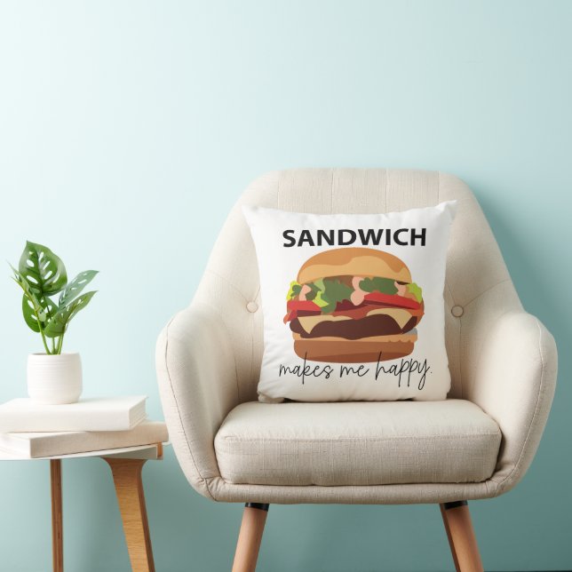 Sandwich Makes Me Happy Cushion (Chair)