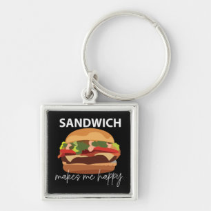 Sandwich Makes Me Happy Key Ring