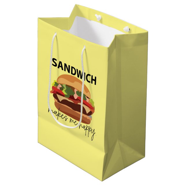 Sandwich Makes Me Happy Medium Gift Bag (Front Angled)