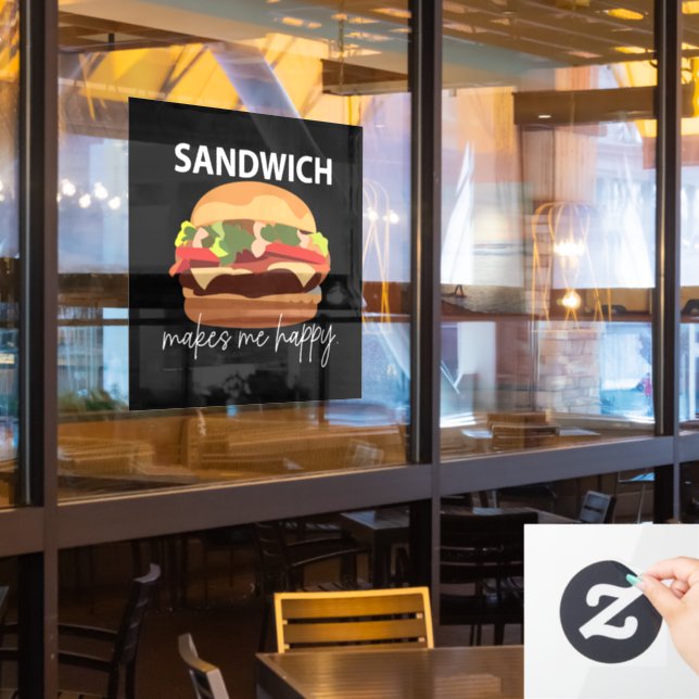 Sandwich Makes Me Happy Restaurant Cafe Window Cling (Restaurant Window)