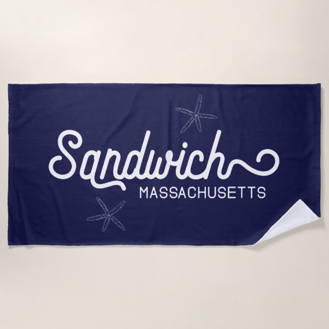 Sandwich Massachusetts Nautical Beach Towel (Front)