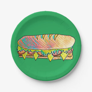 Sandwich picnic sub lunch party paper plate