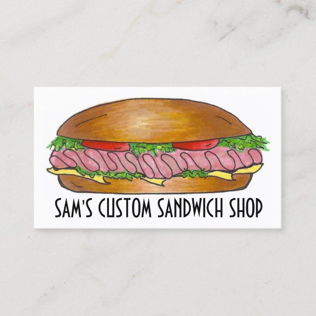 Sandwich Sandwiches Ham Cheese Hoagie Food Deli Business Card (Front)