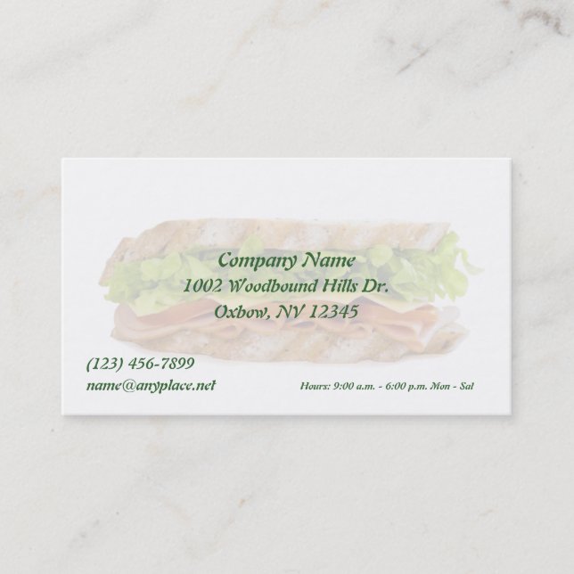 Sandwich Shop Business Card (Front)