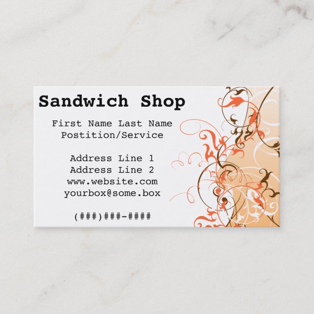 Sandwich Shop Business Card (Front)
