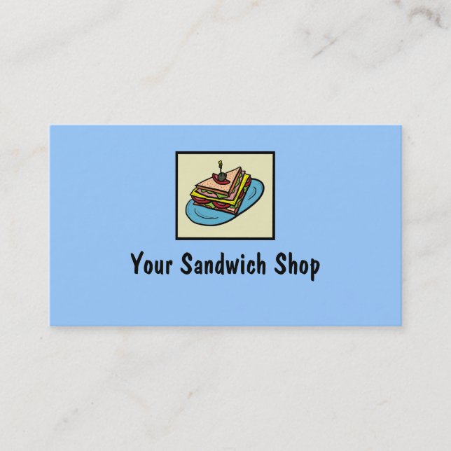 Sandwich shop customisable business cards (Front)