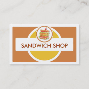Sandwich shop simple brown yellow business cards