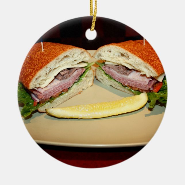 Sandwich Smile Ceramic Tree Decoration (Front)