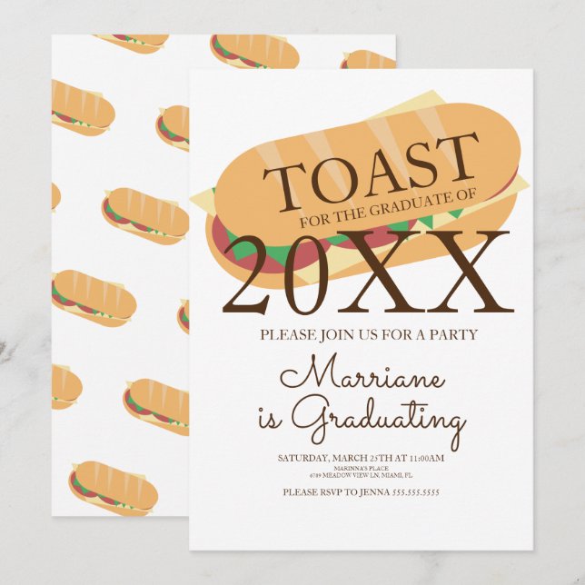 Sandwich Sub Brunch Graduation Invitation (Front/Back)