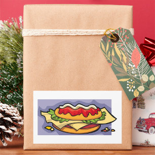 Sandwich with Lettuce Cheese and Sauce Rectangular Sticker
