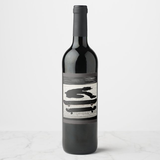 sandwiched skateboard wine label (Front)