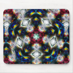 Sandy base with shapes in dark colours and lightin mouse mat