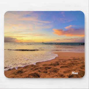 Sandy Beach and Sunset Mouse Mat