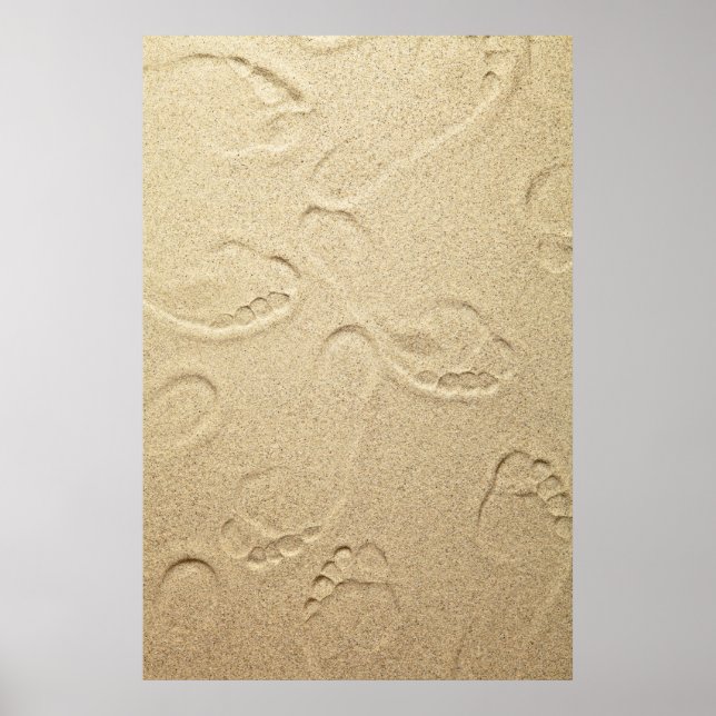 Sandy Beach Background With Footprints Poster (Front)