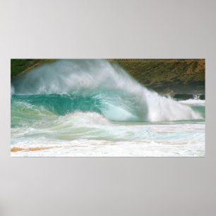 Sandy Beach Big Surf Poster