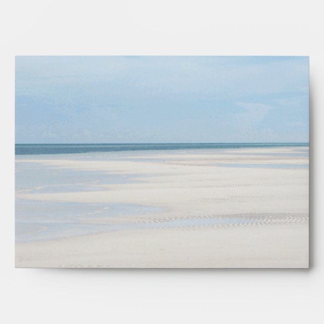 Sandy Beach Front Destination Wedding Envelopes (Front)